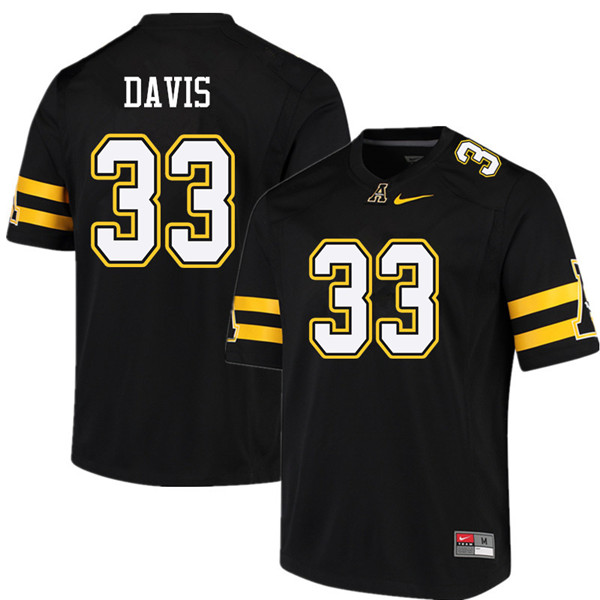 Men #33 Edward Davis Appalachian State Mountaineers College Football Jerseys Sale-Black